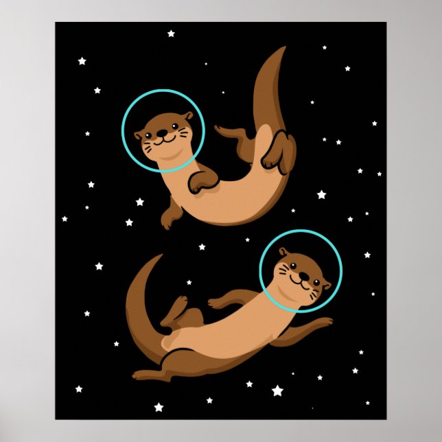 Otter Astronaut Gift Kids Otter Gift Space Otter Poster (Framsidan)
