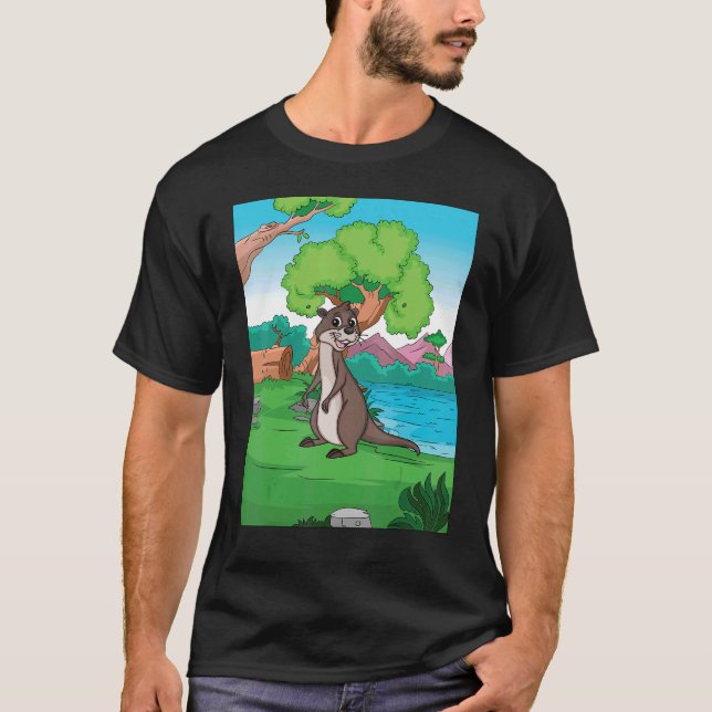 Ötter av Sjö Tittar för fisk T Shirt (Framsida)