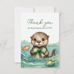 Otter Baby Kön Neutral Baby Shower Tack Kort