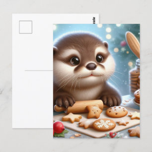 Otter Baking jul-cookies Vykort