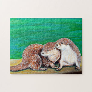 Otter Best Friends-målning Pussel