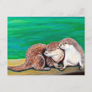 Otter Best Friends-målning Vykort