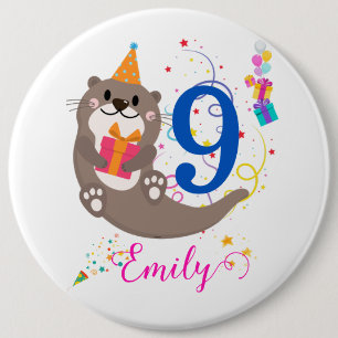 Otter Birthday Girl Party Colorful Balloes Theme Knapp