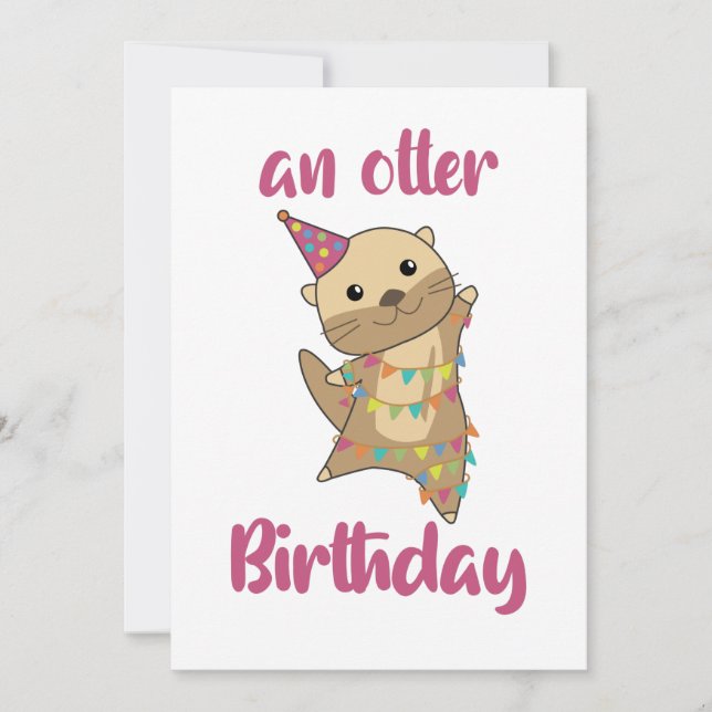 Otter Birthday Önskemål Cute Lycklig Otter Vuxen C Inbjudningar (Framsida)