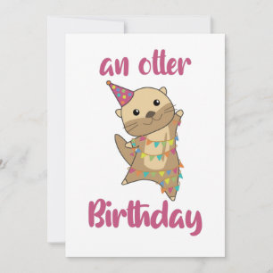 Otter Birthday Önskemål Cute Lycklig Otter Vuxen C Inbjudningar