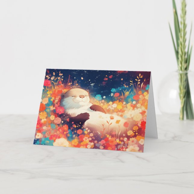 Otter Blommigt Hideaway Kort (Framsida)