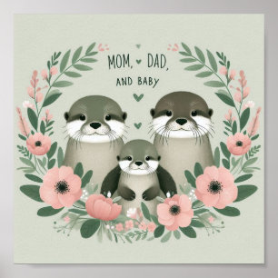 Otter Boho Mamma Pappa och Baby Poster
