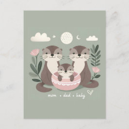 Otter Boho Mamma Pappa och Baby Vykort