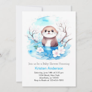 Otter Boy Baby Shower Inbjudningar