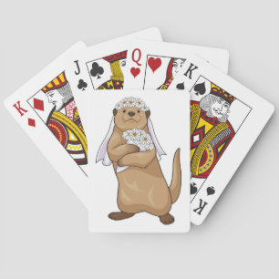 Otter Bride Flower Bröllop Casinokort