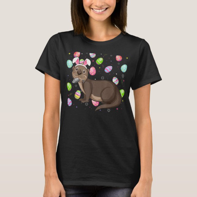 Otter Bunny Påskägg Funny Sea Otter Påsk Su T Shirt (Framsida)