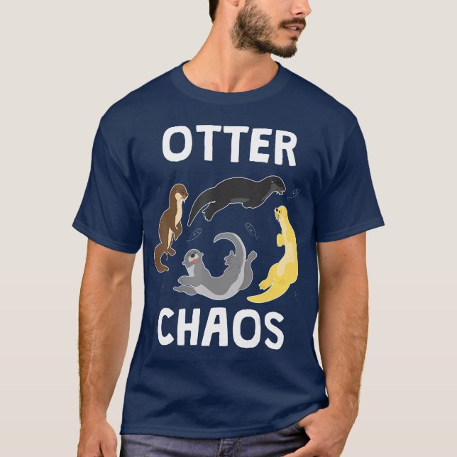 Otter Chaos Animal Kids Girls Boys Women Gift T Shirt (Framsida)