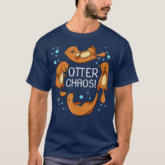Otter Chaos For Kids Cute Sleeping Pajama  T Shirt