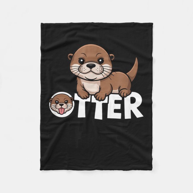 Otter Chaos Funny Animal Lover Cute Pun Sayings Qu Fleecefilt (Framsidan)