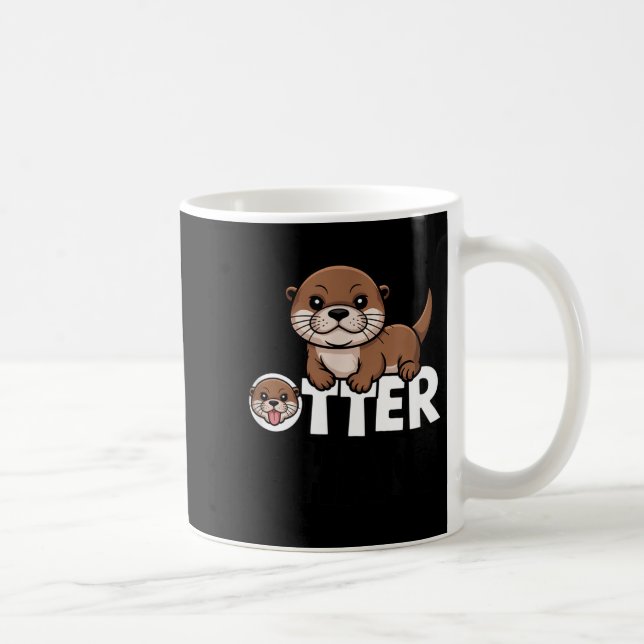 Otter Chaos Funny Animal Lover Cute Pun Sayings Qu Kaffemugg (Höger)