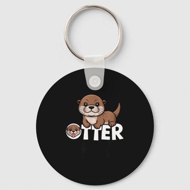 Otter Chaos Funny Animal Lover Cute Pun Sayings Qu Nyckelring (Framsida)