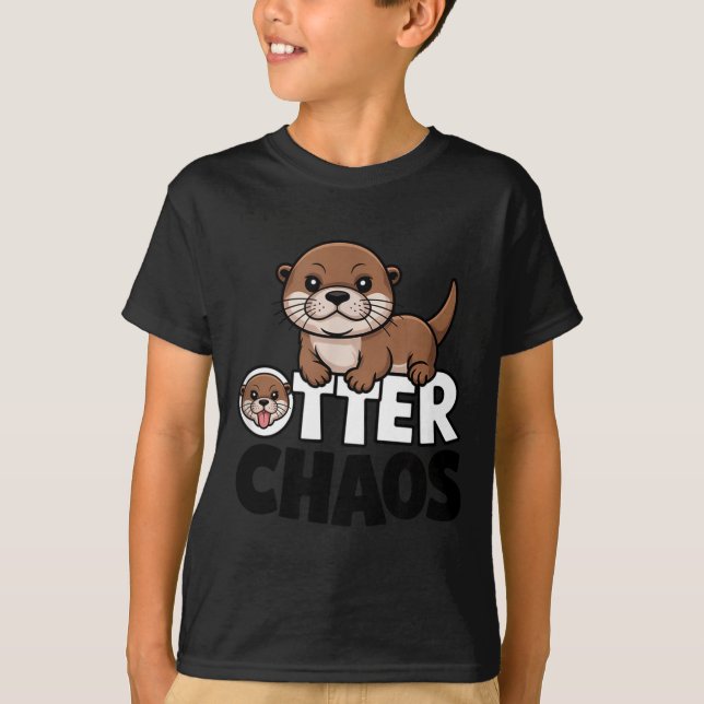 Otter Chaos Funny Animal Lover Cute Pun Sayings Qu T Shirt (Framsida)