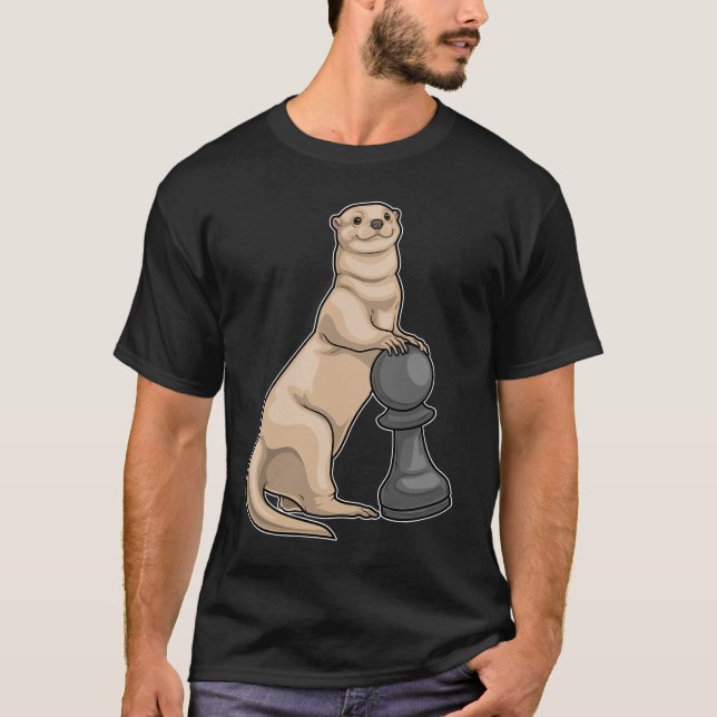 Otter Chess biet Pawn Chess T Shirt (Framsida)