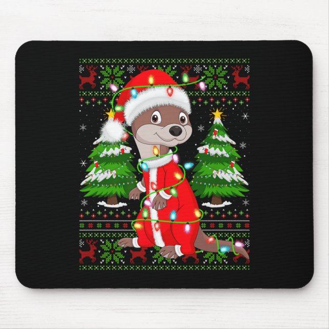 Otter Christmas Lights Santa Costume Ugly Xmas Swe Musmatta (Framsidan)