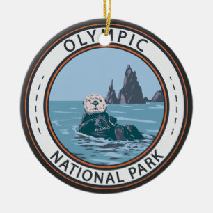 Otter Circle i den olympiska nationalparken Julgransprydnad Keramik