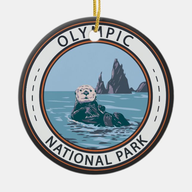 Otter Circle i den olympiska nationalparken Julgransprydnad Keramik (Framsidan)