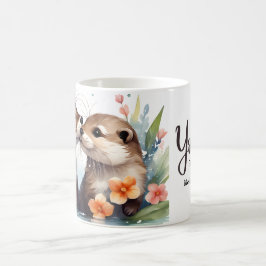 Otter Couple Kissing Toine Kaffemugg