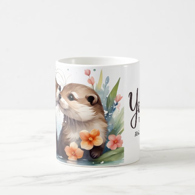 Otter Couple Kissing Toine Kaffemugg (Center)