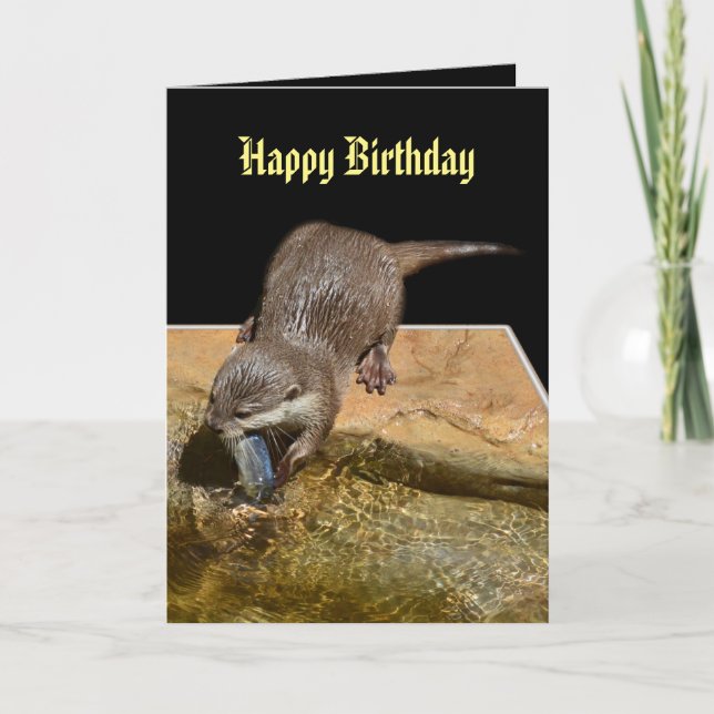 Otter Dimensional Art Birthday Kort (Framsida)