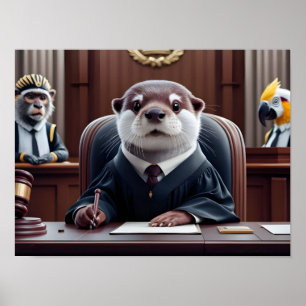 Otter domare Holding Gavel Poster