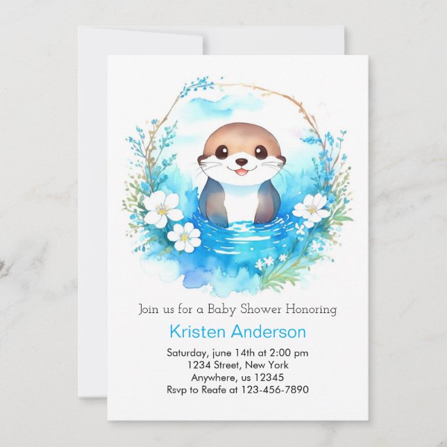 Otter Dreamscape Wonderland Boy Shower Inbjudningar (Framsida)