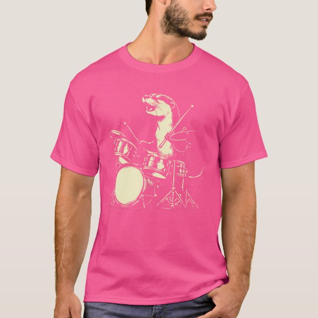 Otter Drummer Sten Drummer Sea Otter Pumpedrummer T Shirt (Framsida)