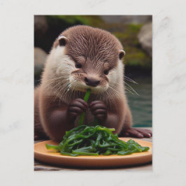 Otter Eating a Sjögräs Salad Vykort