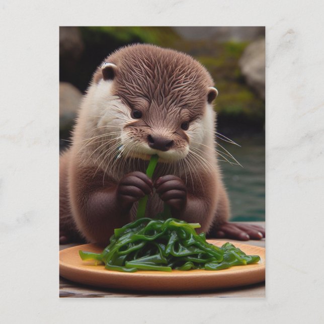 Otter Eating a Sjögräs Salad Vykort (Framsida)