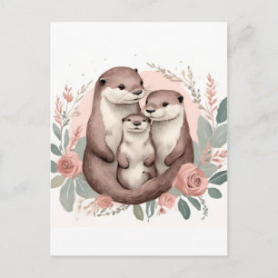 Otter Family Sage och Dusty Ro Boho Vykort