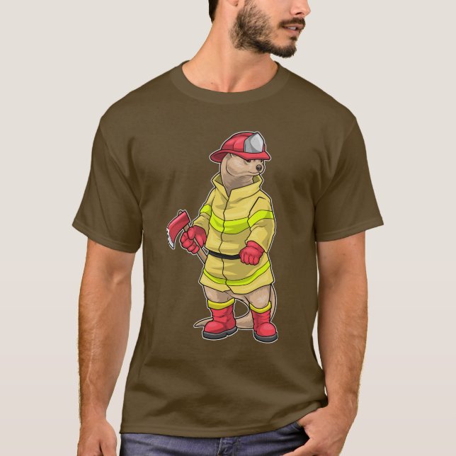 Otter Firefighter Ax brandavdelning T Shirt (Framsida)