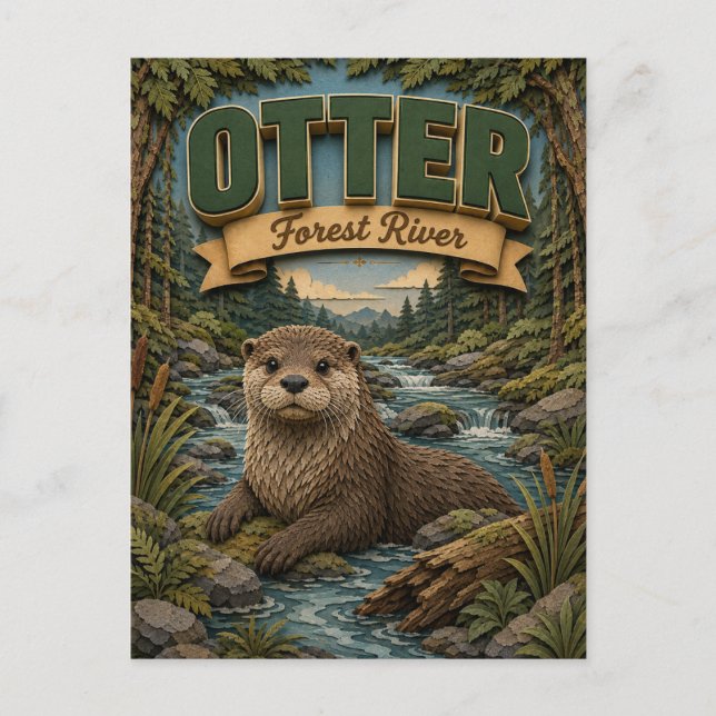 Otter Forest River POPCUT Vykort (Framsida)