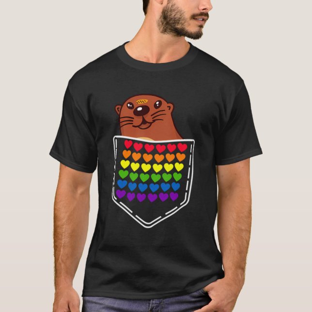 Otter Gay Bag Lgbt Proudly Rainbow Flagga Gift T Shirt (Framsida)