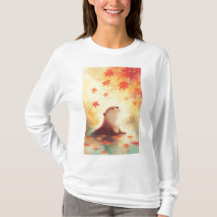 Otter Gaze Beneath Falling Löv T Shirt