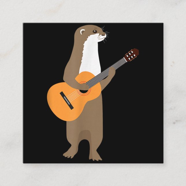 Otter Gift | Guitar Otter Animal Kids Guitarist Fyrkantigt Visitkort (Framsida)