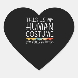 Otter Gift | Otter Halloween Human Costume DIY Hjärtformat Klistermärke