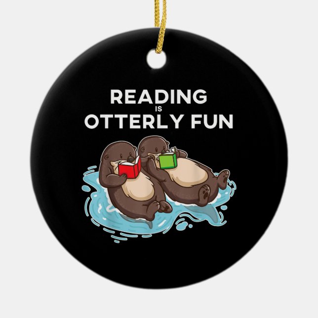 Otter Gift | Sjögräsmattor från Otter Bok Reading  Julgransprydnad Keramik (Framsidan)
