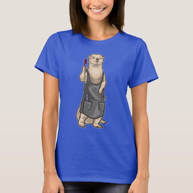 Otter Hairdresser Comb T Shirt (Framsida)
