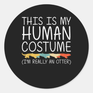 Otter Halloween Human Costume Weasel Animal Easy Runt Klistermärke