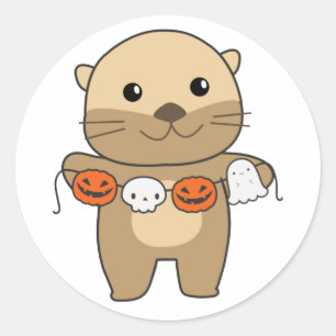 Otter Happy halloween Pumpkin Fladdermus Costume C Runt Klistermärke