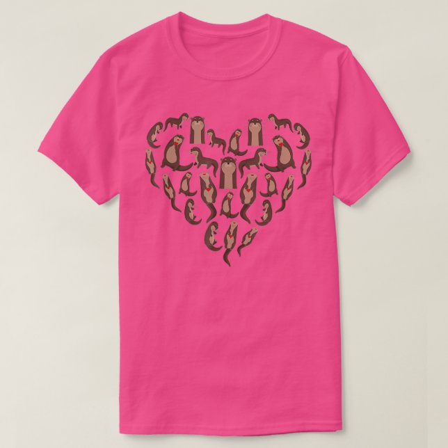 Otter Heart I Cute Otters Hjärtar mot djur Lover I T Shirt (Design framsida)