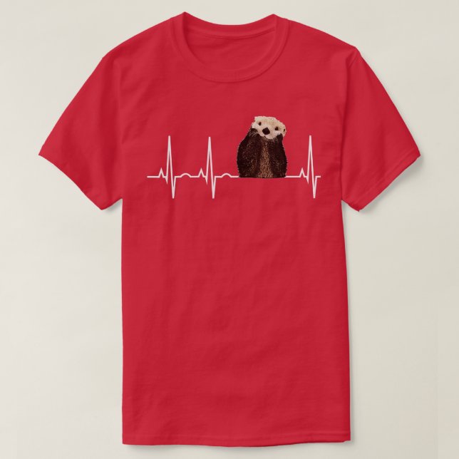 Ötter Heartslag Shirt Cute Otter Älskare Gift Tee (Design framsida)