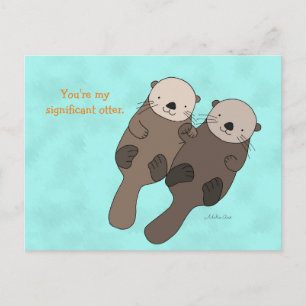 Otter Holding Händer vycard Cute Otter Vykort