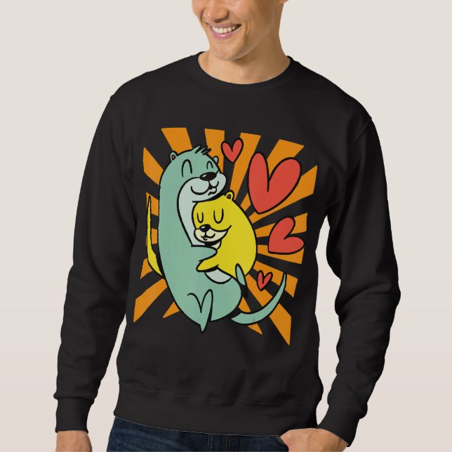 Otter Hugger Lång Ärmad Tröja (Framsida)