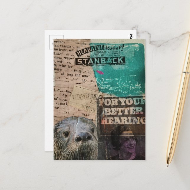 Otter Huvudvärk Lindring och hörsel collage Vykort (Fram/Back In Situ)