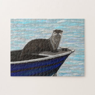 Ötter i en Boat-målning Pussel
